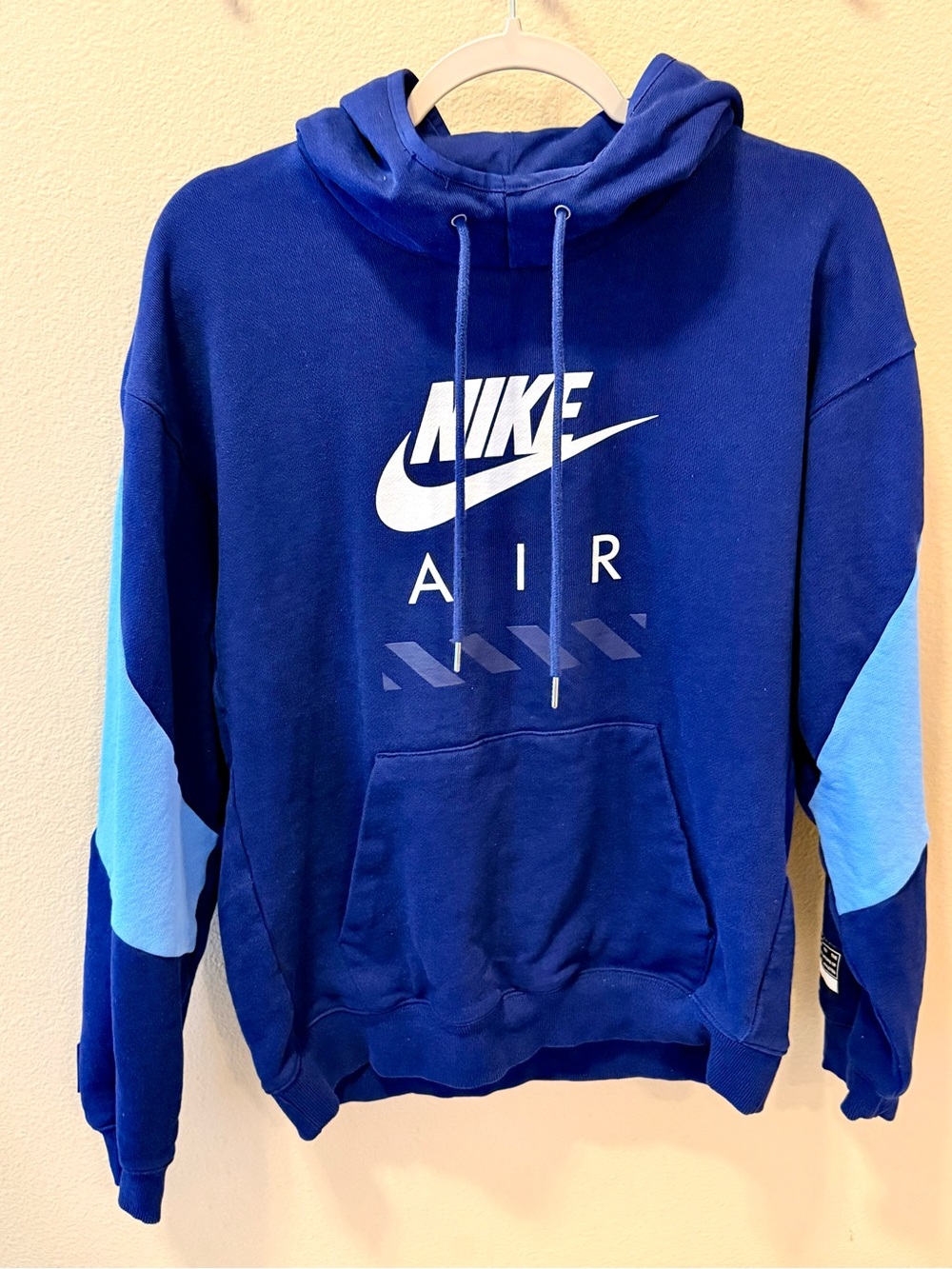 Nike Men’s Blue Crewneck Hoodie with Light Blue Sleeve Panels
